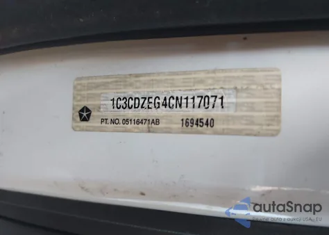 2012 Dodge Avenger Sxt Plus из США, поврежденный, VIN 1C3CDZEG4CN117071